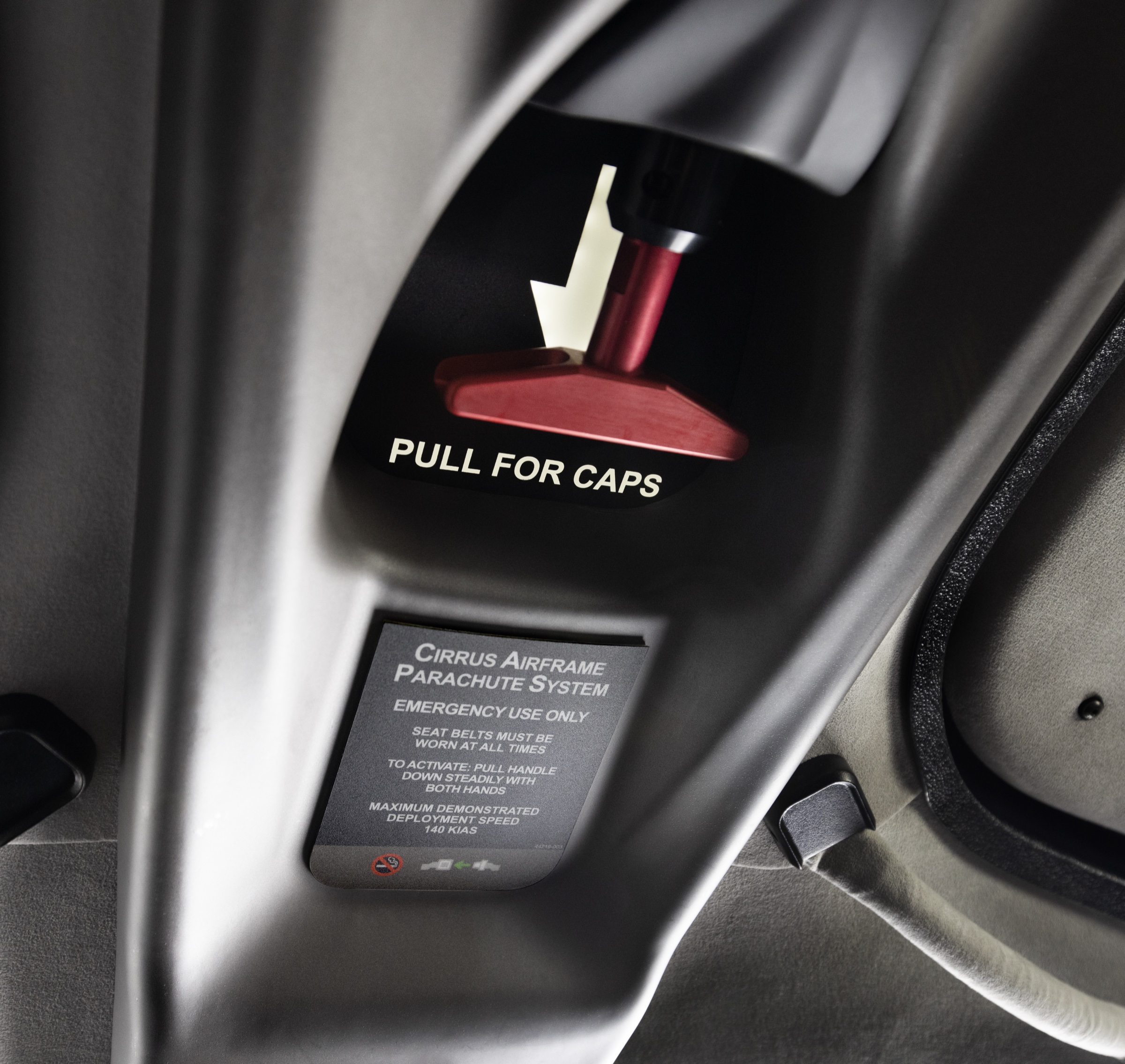 CAPS pull handle in cockpit