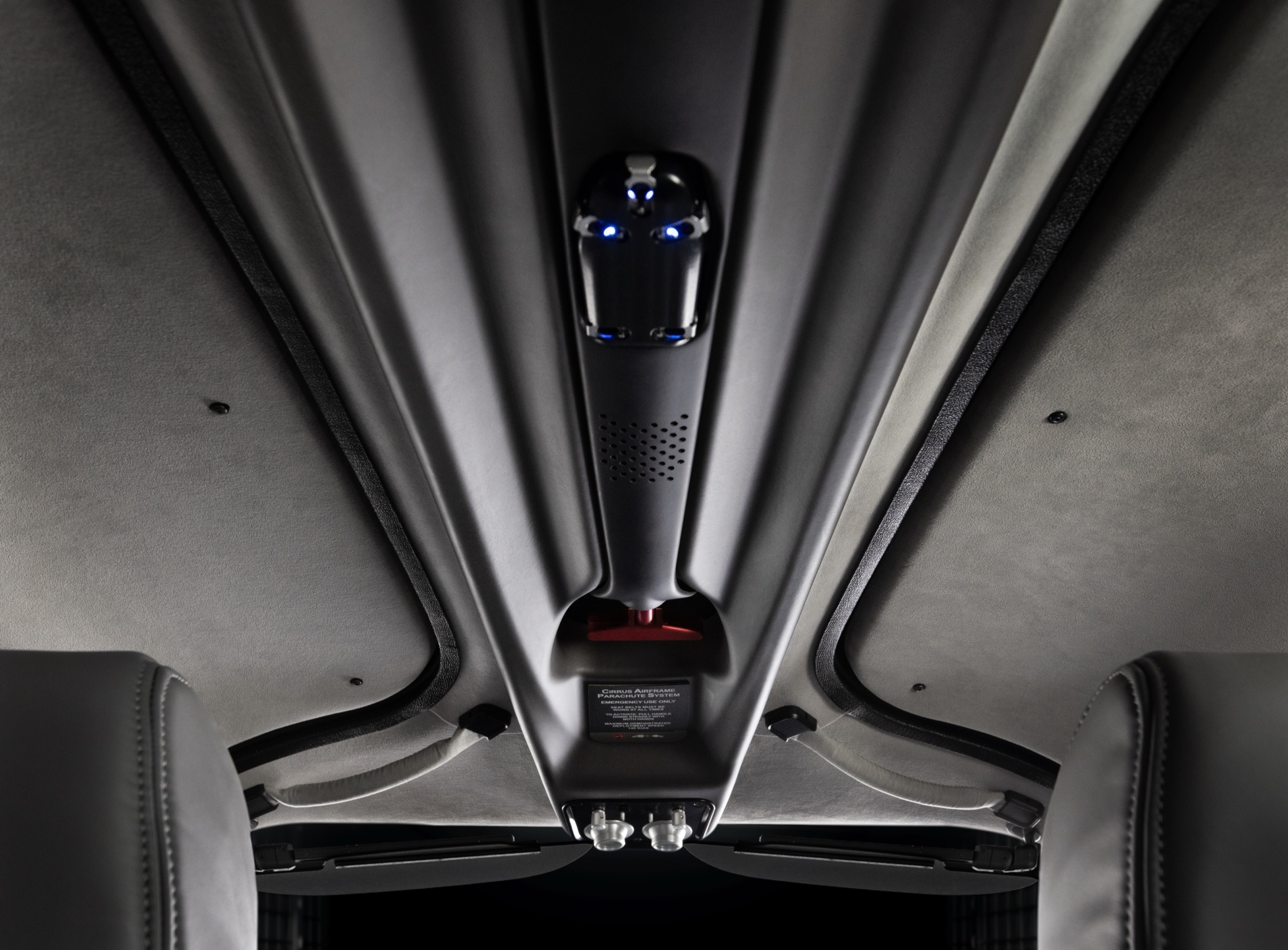 CAPS handle mounted in the cockpit ceiling