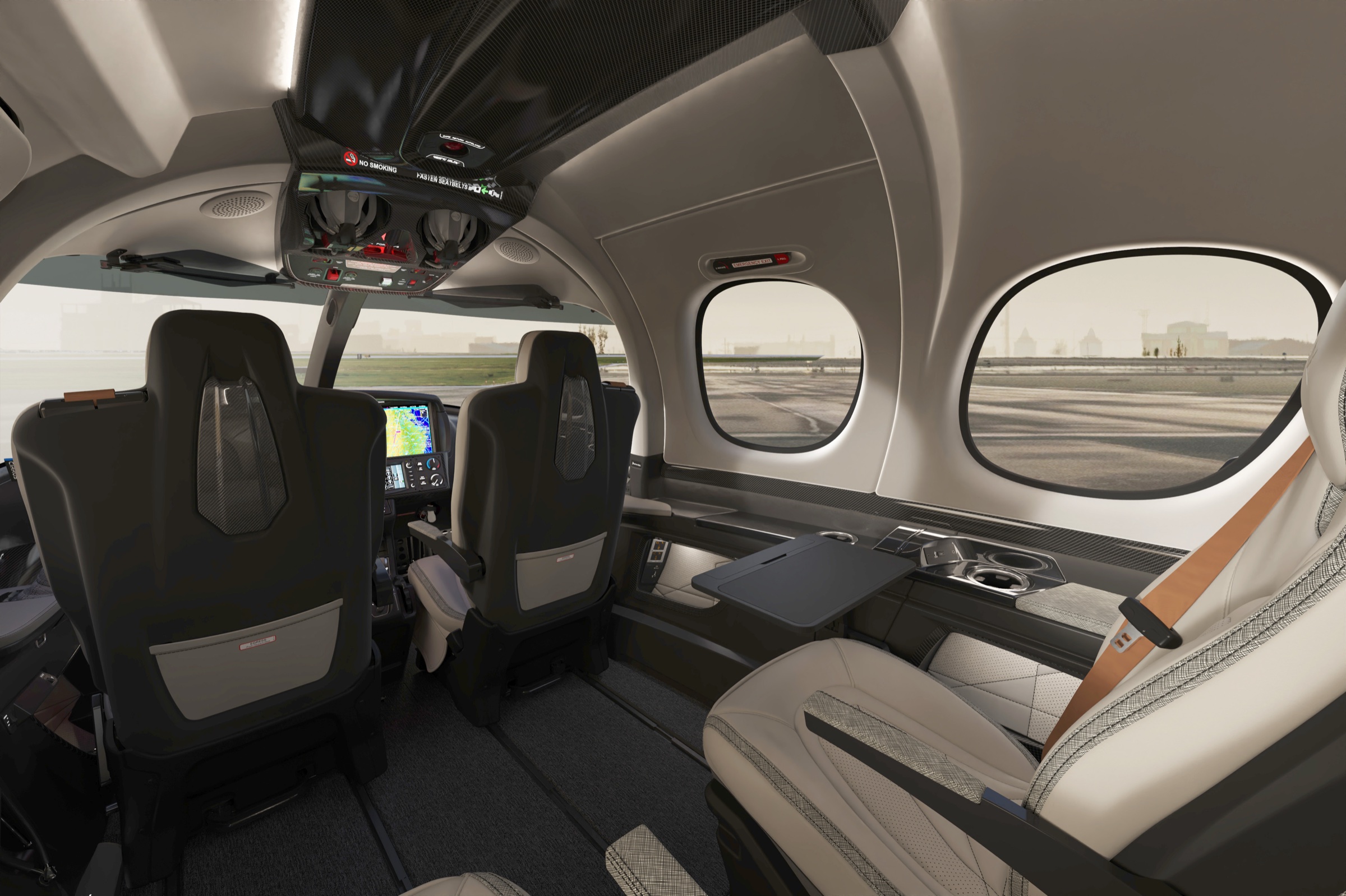 Cirrus Vision Jet cabin interior with panoramic windows