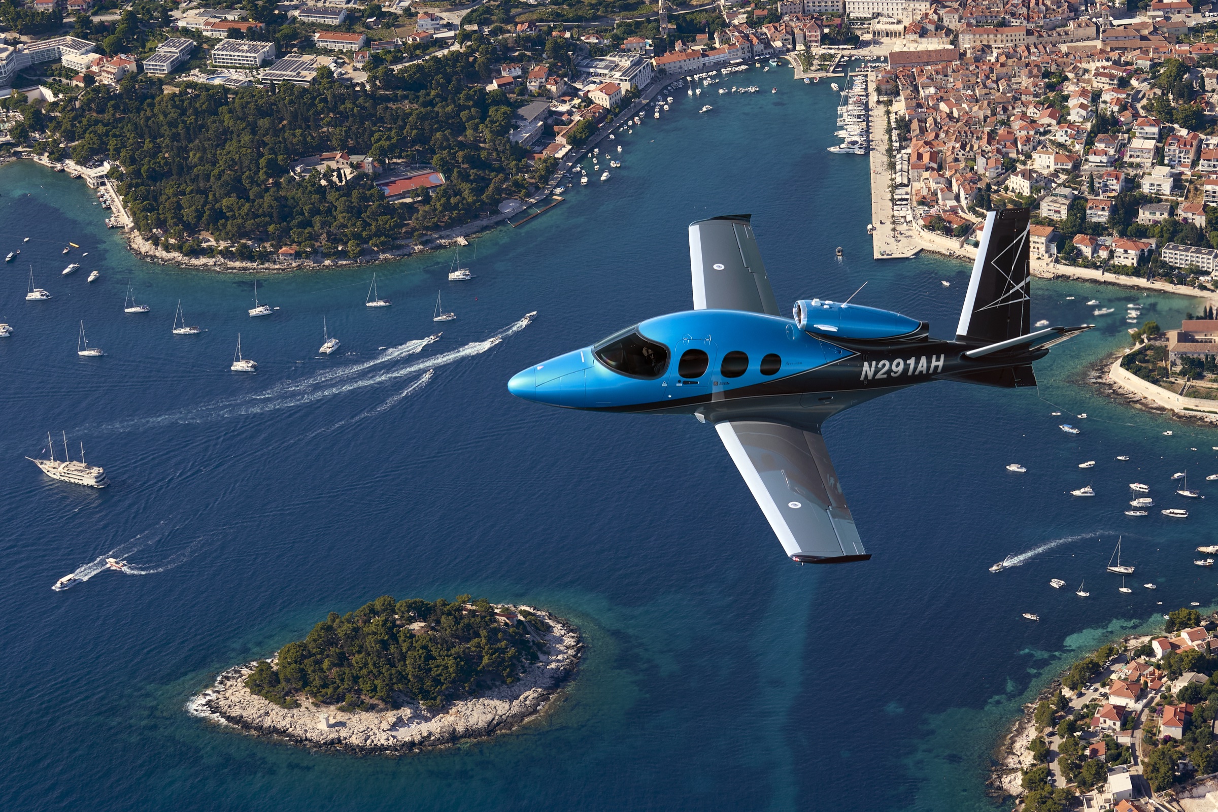 Cirrus Vision Jet over Croatian coast